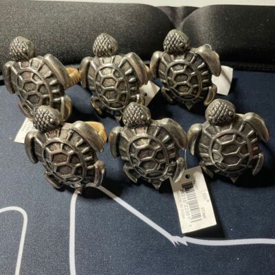 Design Imports Metal Sea Turtle Napkin Rings Set of 6 Coastal Beach Table Decor-image