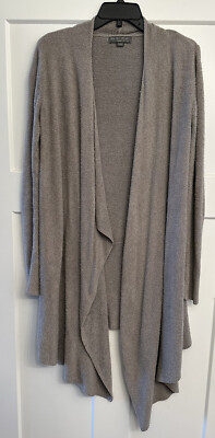 Barefoot Dreams Small/med Cardigan Sweater Comfy Black Bamboo Chic Lite Taupe-image