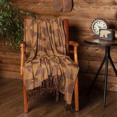 Kendrick Chenille Jacquard Woven Throw 50x60 VHC Brands Chocolate Brown Tan-image
