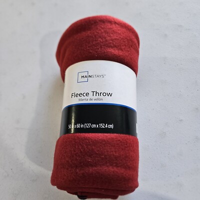 Mainstays Fleece Throw Blanket 50x60in Rich Red And Super Soft!-image