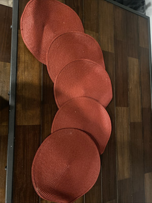 Mainstays Woven Braided Stitch Edge Non-Slip Til Placemats 15 In Rnd Set Of 5-image