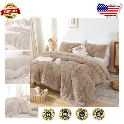 Soft Shaggy Twin Comforter Set - 2 Piece Faux Fur Bedding for Year-Round Comfort-image