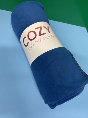 Blue Cozy Soft Polar Fleece Throw Blanket - NWT- 50 x 60-image