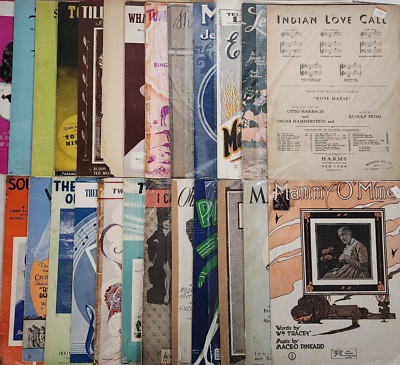 Vintage Sheet Music Lot of 25 -  Star Dust, Silver Moon, Trade Winds, Mary Ann-image