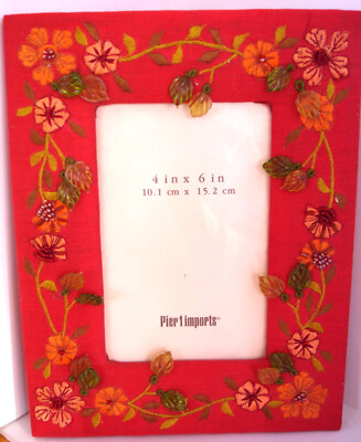 Pier 1 Imports  Picture Frame Satin Beaded & Embroidered  4