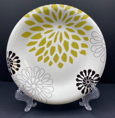 3 Pier 1 Mod Mum Ironstone 8 in. Dessert/Salad Plates Lime/Turquoise/Lilac Color-image