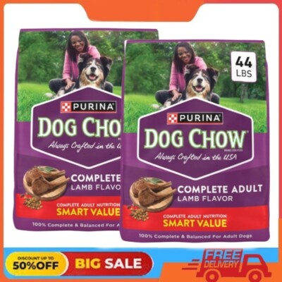 2 Packs Purina Dog Chow Complete Dry Dog Food for Adult Dogs High Protein, 44 lb-image