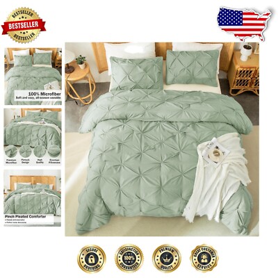 Stylish Twin Sage Green Comforter Set with Pillowcase - Lightweight Microfiber-image