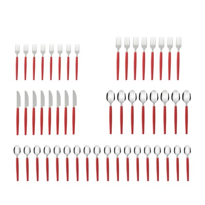 Mainstays 49 Piece Stainless Steel and Plastic Flatware Set with Tray-image