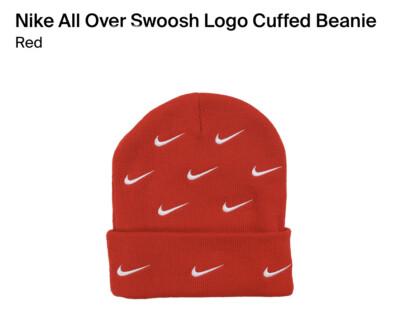 NIKE ALL OVER SWOOSH STITCHED RED NAVY BLUE BEANIE CQ8412 657 CQ8412 410-image