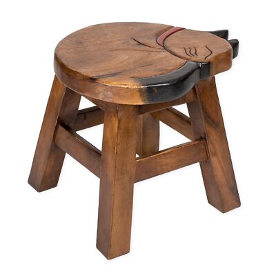 Sea Island Imports Sleepy Kitty Design Hand Carved Acacia Hardwood Decorative...-image