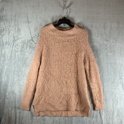 Soft Surroundings Women’s Pink Blush Fuzzy Soft Mock Neck Sweater Long Line M-image