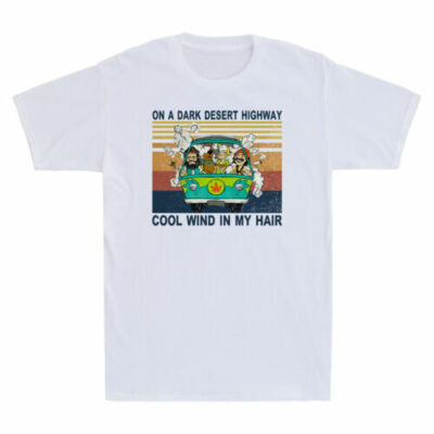 Hippie On A Dark Desert Highway Cool Wind In My Hair Vintage Men's T-Shirt-image