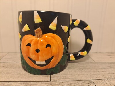 Vintage Halloween Mug Jay Import Pumpkin Candy Corn Black Jack O' Lantern-image