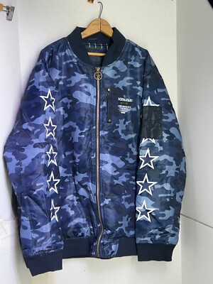 Born Fly puffer jacket mens 3Xl blue camo hip hop streetwear vtg any town usa -image