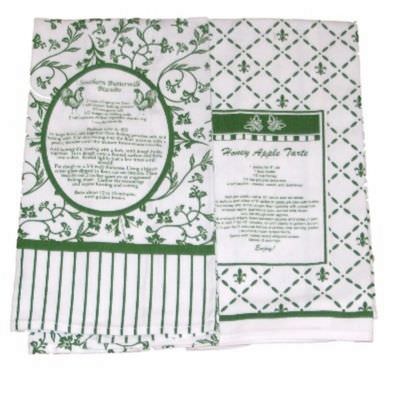 Design Imports Kitchen Recipe Dish Towel Set of  2 Green Towels-image
