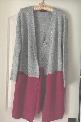 COCOMORE BOUTIQE  Fuchsia Gray Open front Soft Cozy Cardigan Sweater Size M/L-image