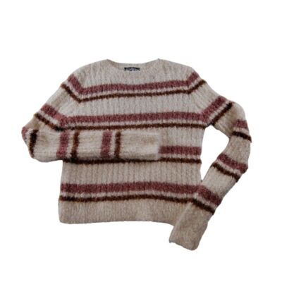 Freshman 1996 Cropped Striped Sweater Pullover Cozy Soft Juniors Large-image