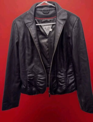 Vintage Black Genuine Leather Womens Motorcycle Style Jacket Marvin Richards-image