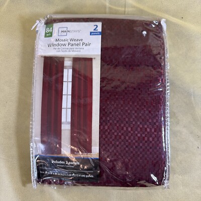 84” Mainstays 2 Panels Mosaic Weave Window Panel Pair 28” By 84” New W4-image