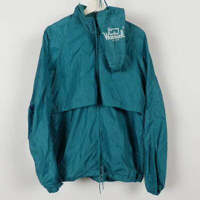 Vintage 80s Packable Woolrich Full Zip Hooded Windbreaker Nylon Jacket Sz Medium-image