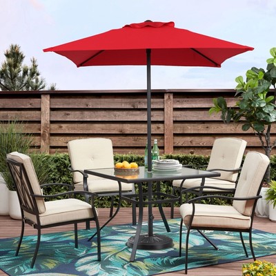 Mainstays 5' Square Red Patio Umbrella, Push-Up Function-image