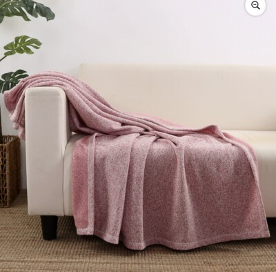 (2) Mainstays Red Lightweight Sweater Fleece Throw Blanket 50 x 60