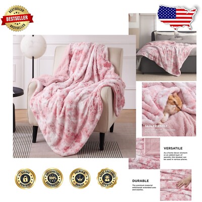 Fuzzy Faux Fur Twin Blanket - Reversible Design, Warm & Cozy for Home or Travel-image