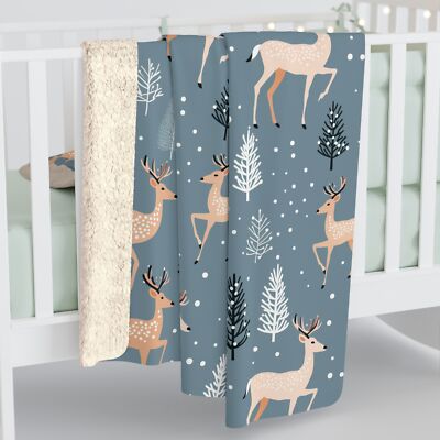 Nordic Deer Pattern, Scandinavian Christmas Home Decor, Cozy Fleece Blanket-image