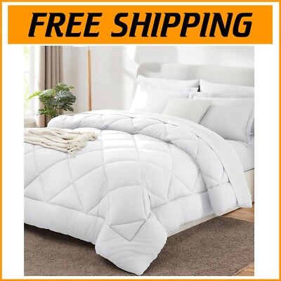 Elegant King Size Comforter Set - 7 Pieces of Soft White Bedding for Cozy Sleep-image
