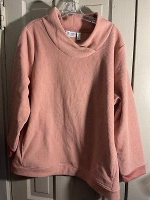 D & Co Waffle Knit  Cozy Cowl Neck Sweatshirt Size XL P-image