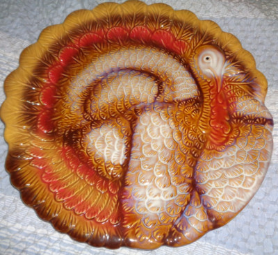Better Homes & Garden Embossed Turkey Shaped Chop Plate Platter Thanksgiving-image