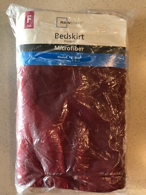 Mainstays Full BEDSKIRT Microfiber Burgundy Red Maroon Pleated 14