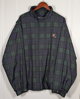 VTG POLO GOLF Tartan Plaid 1/4 Zip Windbreaker Jacket Mens Size XL Ralph Lauren-image