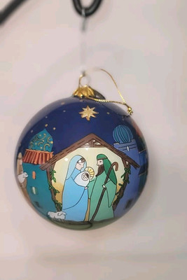 2016 Pier 1 Imports Li Bien Nativity Christmas Ornament Glass Hand Painted-image