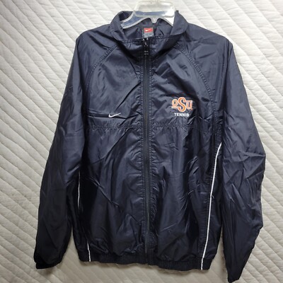 Oklahoma State Cowboys Jacket Mens Medium Black Vintage Nike Team Tennis Wind-image
