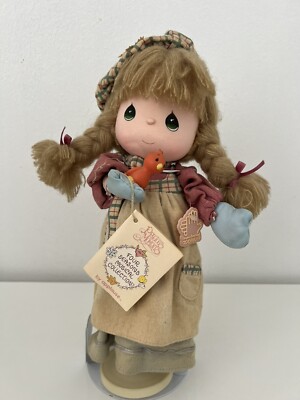 1988 Precious Moments Four Seasons Musical Collection Winter Wind Up Cloth Doll-image