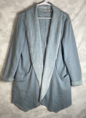 Soft Surroundings Jacket Sz M Cozy Carefree Faux Fur Lined Sweater Cardigan Soft-image