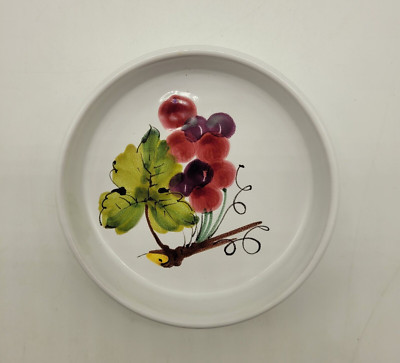 Design Imports Hand Painted Grapes Vines Leaf Jewelry Dish Oil Dip Ceramic Italy-image