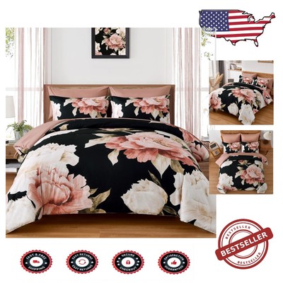 Chic King Comforter Set with Floral Design - All-Season 7-Piece Bedding Solution-image