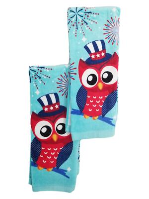 Americana Red White & Blue Owl Kitchen Towel, Set of 2 Dish Towels-image