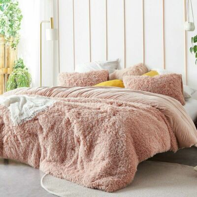 NEW! ~ COZY ULTRA SOFT PLUSH LUXURIOUS PINK LONG FUR SHAGGY MODERN COMFORTER SET-image