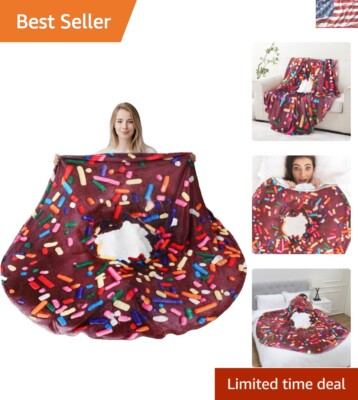 Cozy 71-Inch Tortilla Blanket - Fun Donut & Coffee Fleece Throw for All Ages-image