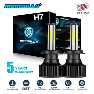 6-Sided H7 LED Headlight Bulbs For Suzuki GSXR 1000 750 600 Hayabusa Hi Low Beam-image