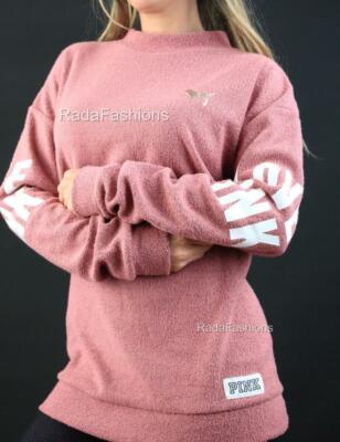 Victoria's Secret PINK Stadium Mock Neck Pullover Cozy Tunic Logo Sweatshirt-image
