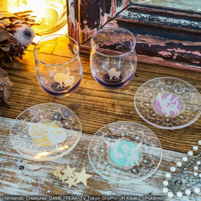 Pokemon Eevee Starlight Night Glass Plate Complete 5 Set Banpresto Ichiban Kuji-image