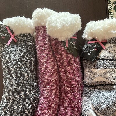Cuddl Duds Faux Sherpa Lined Lounge Socks - Choice of color-image