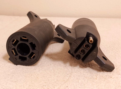 1-NEW 7 WAY ROUND TO 4 PIN TRAILER PLUG WIRE LIGHTING ADAPTER OVER 19,000 SOLD-image