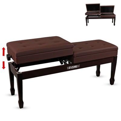 5 Core Duet Piano Bench 3 Inch Padded Cushioned Stool Wooden Musician Chair-image