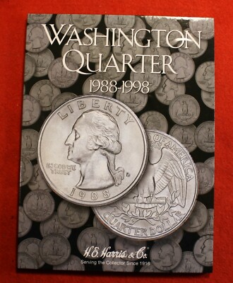 1988-1998 Washington Quarters in Harris Folder Complete 23 Coins Circ non-silver-image